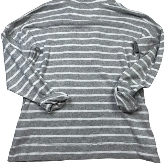 Lauren Ralph Lauren Striped Hoodie Pullover Henley Pocket Gray White Size S - Picture 11 of 11